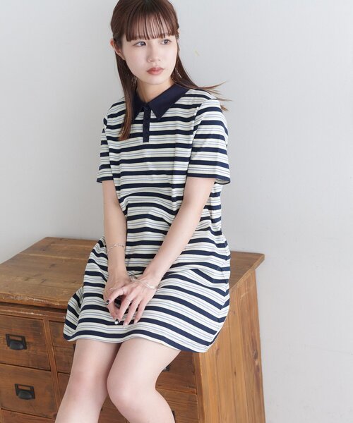 umm.】ボーダーポロミニワンピース（ワンピース）｜DISCOAT（ディス