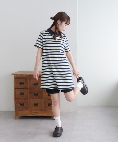 umm.】ボーダーポロミニワンピース（ワンピース）｜DISCOAT（ディス