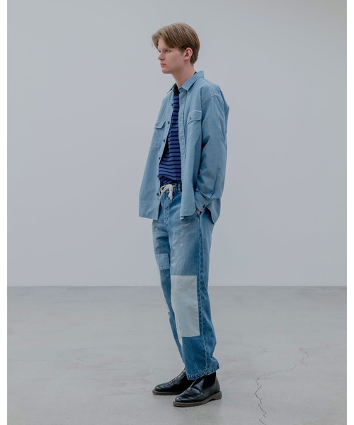 uniform experiment(ユニフォームエクスペリメント)の「PATCHWORKED DENIM WIDE-FITJEANS(デニムパンツ・メンズ・インディゴブルー・1/2/3/4/5)」の4枚目の写真