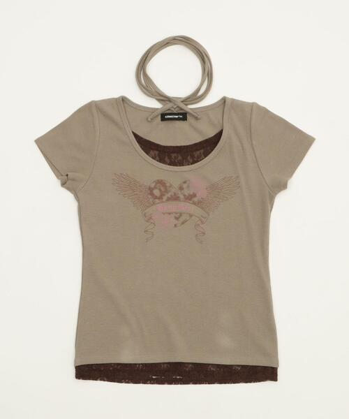 dispark(ディスパーク)の「DISPARK/チョーカー付きレースレイヤードピチT(Tシャツ/カットソー・レディース・ライトブラウン/レッド系その他・FREE)」の8枚目の写真