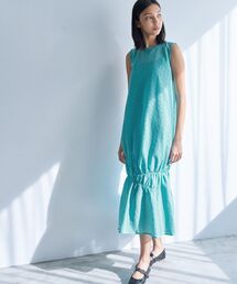 ランバン オンブルー ワンピース ノースリーブ チュール スパンコール 36 LANVIN en Bleu ランバン オンブルー ワンピース ノースリーブ