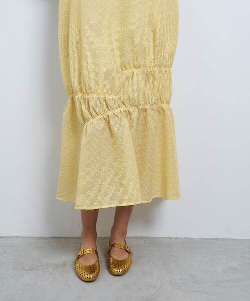 LANVIN en Bleu(ランバンオンブルー)の「シアージャガードギャザーヘムワンピース(ワンピース・レディース・ブルー/ブラック/イエロー・36/38)」の12枚目の写真