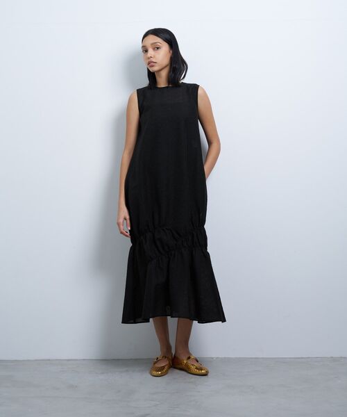 LANVIN en Bleu(ランバンオンブルー)の「シアージャガードギャザーヘムワンピース(ワンピース・レディース・ブルー/ブラック/イエロー・36/38)」の14枚目の写真