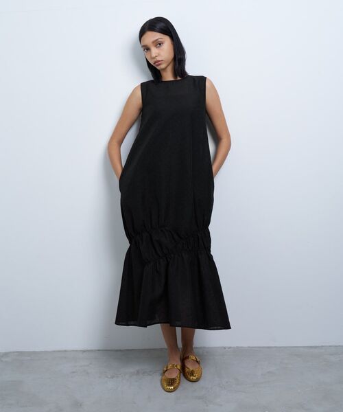 LANVIN en Bleu(ランバンオンブルー)の「シアージャガードギャザーヘムワンピース(ワンピース・レディース・ブルー/ブラック/イエロー・36/38)」の16枚目の写真