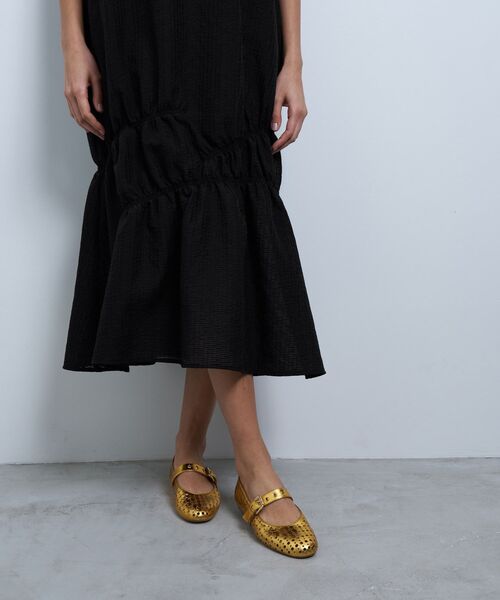 LANVIN en Bleu(ランバンオンブルー)の「シアージャガードギャザーヘムワンピース(ワンピース・レディース・ブルー/ブラック/イエロー・36/38)」の19枚目の写真