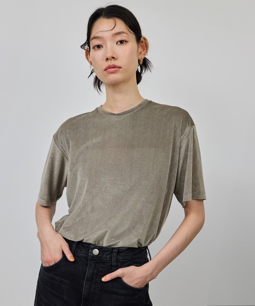ROPE'(ロペ)の「シアーベロアTシャツ/イージーケア(Tシャツ/カットソー・レディース・ブラック/ワイン/グレー・FREE)」の2枚目の写真
