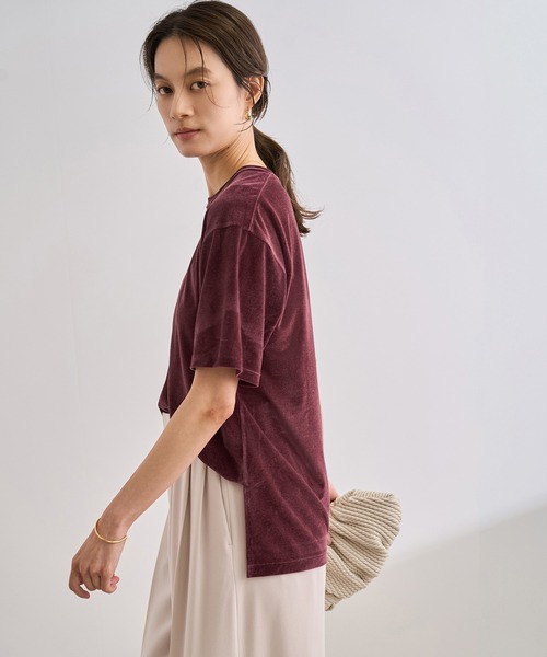 ROPE' / ロペ 【洗える】シアーベロアTシャツ 洗える】シアーベロアTシャツ（Tシャツ/カットソー）｜ROPE