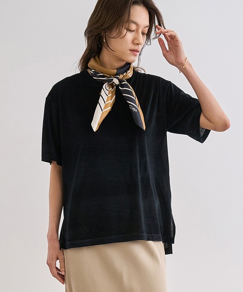 ROPE'(ロペ)の「シアーベロアTシャツ/イージーケア(Tシャツ/カットソー・レディース・ブラック/ワイン/グレー・FREE)」の1枚目の写真