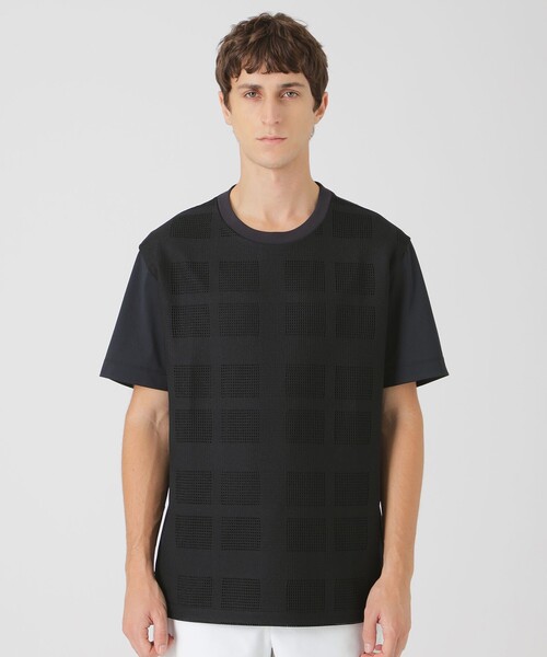 BLACK LABEL CRESTBRIDGE(ブラックレーベル・クレストブリッジ)の「シアーチェックコンビTシャツ(Tシャツ/カットソー・メンズ・ブラック/ベージュ系その他/オフホワイト・L/M/XL)」の3枚目の写真