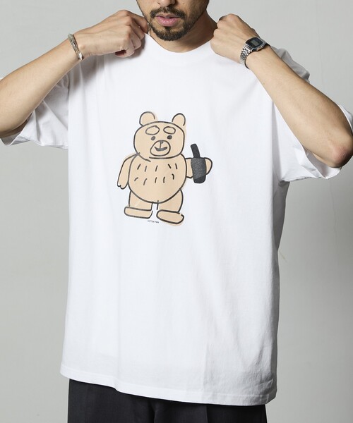cotton pan（コットンパン）の「COTTON PAN/コットンパン くま フロントプリントTシャツ / CP25AW-FH005（Tシャツ/カットソー・メンズ・ブラック/ホワイト・L/M）」の8枚目の写真