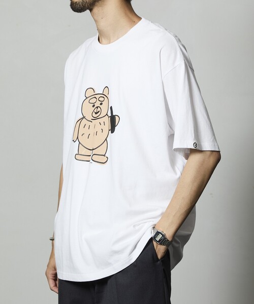 cotton pan（コットンパン）の「COTTON PAN/コットンパン くま フロントプリントTシャツ / CP25AW-FH005（Tシャツ/カットソー・メンズ・ブラック/ホワイト・L/M）」の7枚目の写真