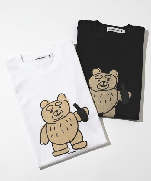 cotton pan（コットンパン）の「COTTON PAN/コットンパン くま フロントプリントTシャツ / CP25AW-FH005（Tシャツ/カットソー・メンズ・ブラック/ホワイト・L/M）」の6枚目の写真