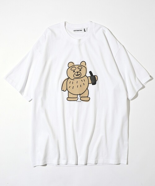 cotton pan（コットンパン）の「COTTON PAN/コットンパン くま フロントプリントTシャツ / CP25AW-FH005（Tシャツ/カットソー・メンズ・ブラック/ホワイト・L/M）」の4枚目の写真