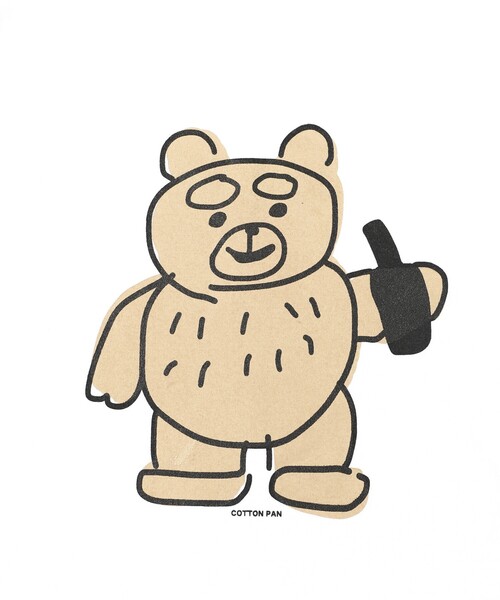 cotton pan（コットンパン）の「COTTON PAN/コットンパン くま フロントプリントTシャツ / CP25AW-FH005（Tシャツ/カットソー・メンズ・ブラック/ホワイト・L/M）」の3枚目の写真
