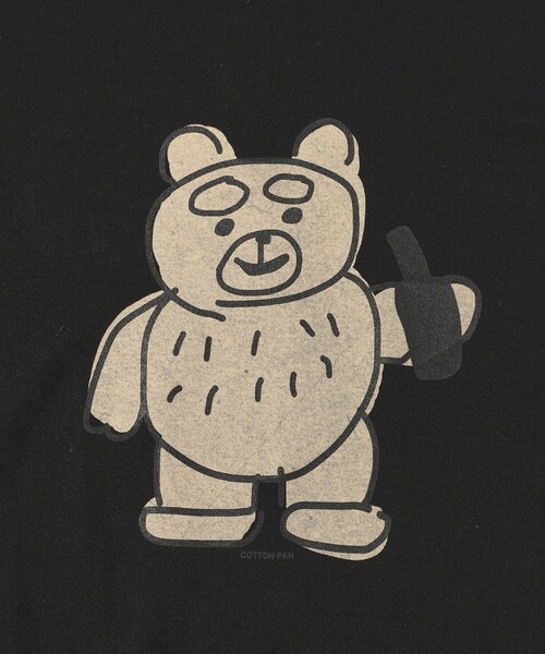 cotton pan（コットンパン）の「COTTON PAN/コットンパン くま フロントプリントTシャツ / CP25AW-FH005（Tシャツ/カットソー・メンズ・ブラック/ホワイト・L/M）」の18枚目の写真