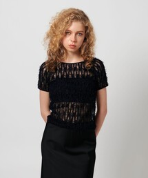 ＜ATTISESSION＞フェザーライク チュール プルオーバー トップス