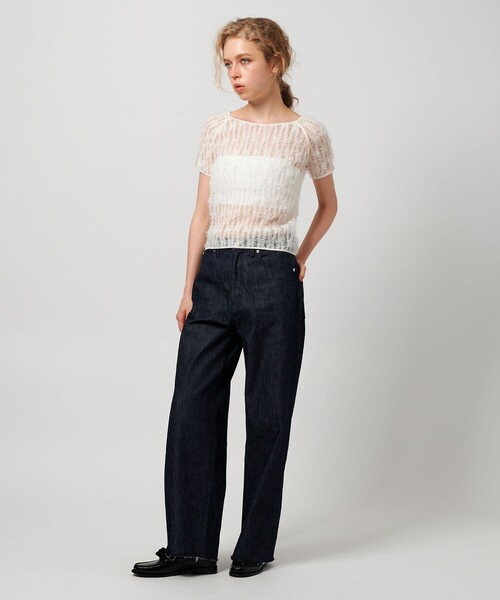 ATTISESSION（アティセッション）の「＜ATTISESSION＞フェザーライク チュール プルオーバー トップス（その他トップス・レディース・オフホワイト/ネイビー・FREE）」の2枚目の写真