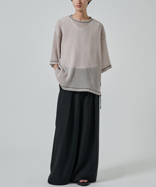 SHAREEF(シャリーフ)の「【SHAREEF】SHEER CODE TEE(Tシャツ/カットソー・メンズ・ブラック/ホワイト・1/2)」の5枚目の写真