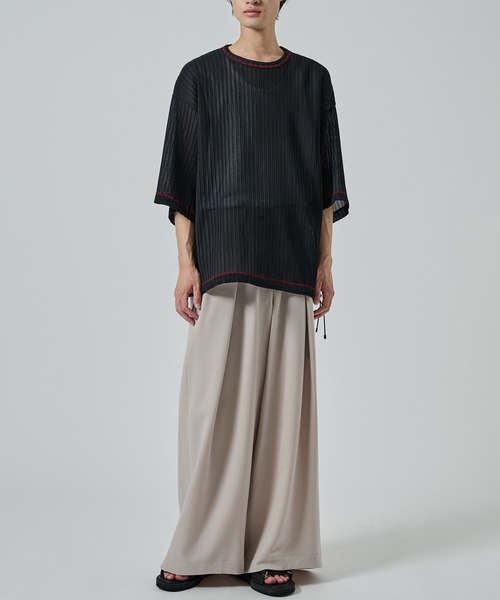 SHAREEF(シャリーフ)の「【SHAREEF】SHEER CODE TEE(Tシャツ/カットソー・メンズ・ブラック/ホワイト・1/2)」の6枚目の写真