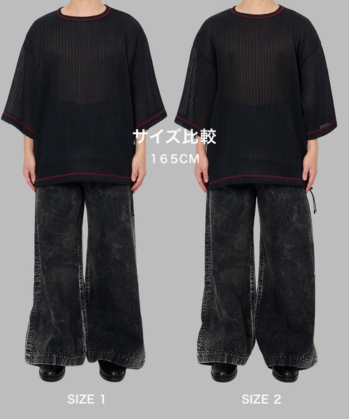 SHAREEF(シャリーフ)の「【SHAREEF】SHEER CODE TEE(Tシャツ/カットソー・メンズ・ブラック/ホワイト・1/2)」の7枚目の写真