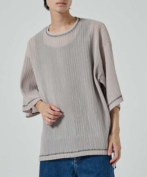 SHAREEF(シャリーフ)の「【SHAREEF】SHEER CODE TEE(Tシャツ/カットソー・メンズ・ブラック/ホワイト・1/2)」の3枚目の写真