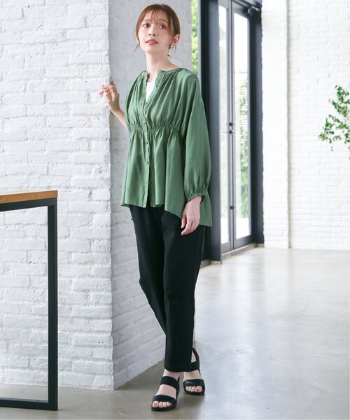 ikka(イッカ)の「【お得だ値】シアシャーリングブラウスアンサンブル【2点セット】(シャツ/ブラウス・レディース・グリーン/オフホワイト/ブラック/グレイッシュベージュ・S/M/L)」の15枚目の写真