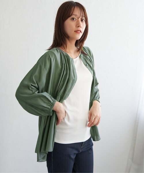 ikka(イッカ)の「【お得だ値】シアシャーリングブラウスアンサンブル【2点セット】(シャツ/ブラウス・レディース・グリーン/オフホワイト/ブラック/グレイッシュベージュ・S/M/L)」の16枚目の写真