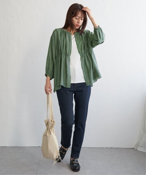 ikka(イッカ)の「【お得だ値】シアシャーリングブラウスアンサンブル【2点セット】(シャツ/ブラウス・レディース・グリーン/オフホワイト/ブラック/グレイッシュベージュ・S/M/L)」の17枚目の写真