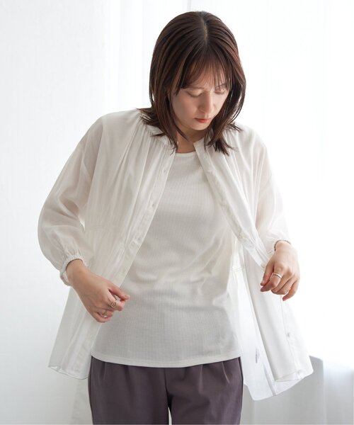 ikka(イッカ)の「【お得だ値】シアシャーリングブラウスアンサンブル【2点セット】(シャツ/ブラウス・レディース・グリーン/オフホワイト/ブラック/グレイッシュベージュ・S/M/L)」の19枚目の写真