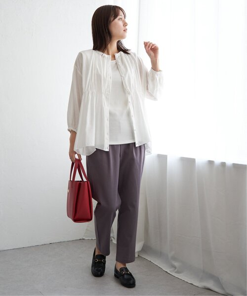 ikka(イッカ)の「【お得だ値】シアシャーリングブラウスアンサンブル【2点セット】(シャツ/ブラウス・レディース・グリーン/オフホワイト/ブラック/グレイッシュベージュ・S/M/L)」の21枚目の写真