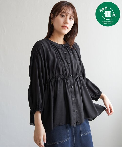 ikka(イッカ)の「【お得だ値】シアシャーリングブラウスアンサンブル【2点セット】(シャツ/ブラウス・レディース・グリーン/オフホワイト/ブラック/グレイッシュベージュ・S/M/L)」の5枚目の写真