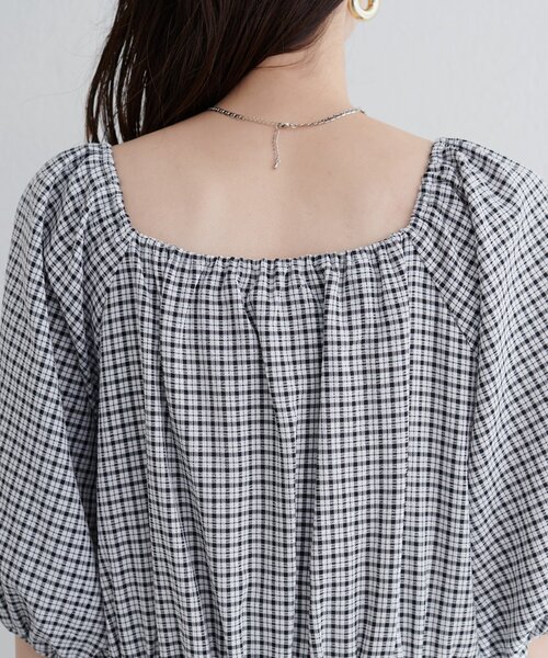 natural couture（ナチュラルクチュール）の「【ako】ポコポコチェック袖ボリュームワンピース（ワンピース・レディース・その他1/ピンク/グリーン/ボルドー/ブラック・FREE）」の22枚目の写真