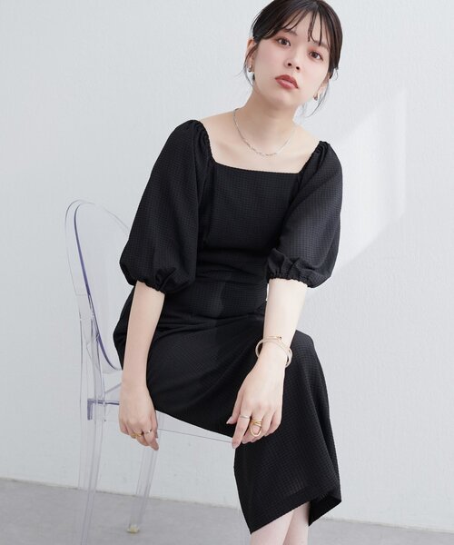 natural couture（ナチュラルクチュール）の「【ako】ポコポコチェック袖ボリュームワンピース（ワンピース・レディース・その他1/ピンク/グリーン/ボルドー/ブラック・FREE）」の11枚目の写真