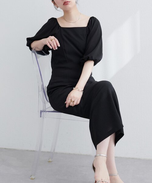 natural couture（ナチュラルクチュール）の「【ako】ポコポコチェック袖ボリュームワンピース（ワンピース・レディース・その他1/ピンク/グリーン/ボルドー/ブラック・FREE）」の10枚目の写真