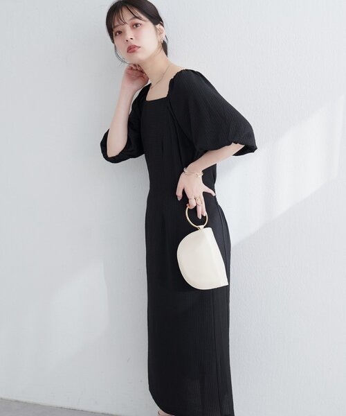 natural couture（ナチュラルクチュール）の「【ako】ポコポコチェック袖ボリュームワンピース（ワンピース・レディース・その他1/ピンク/グリーン/ボルドー/ブラック・FREE）」の9枚目の写真