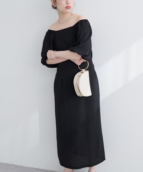 natural couture（ナチュラルクチュール）の「【ako】ポコポコチェック袖ボリュームワンピース（ワンピース・レディース・その他1/ピンク/グリーン/ボルドー/ブラック・FREE）」の7枚目の写真