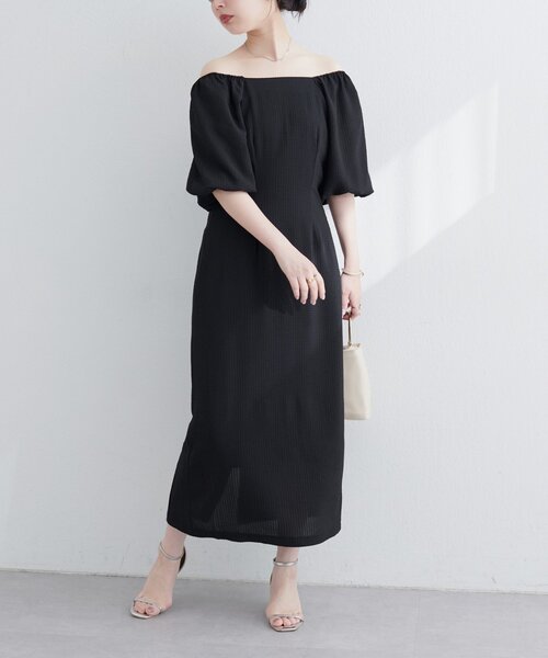 ako】ポコポコチェック袖ボリュームワンピース（ワンピース）｜natural