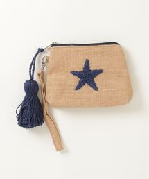 MAISON mou（メゾンムー）の「【Swaraj/スワラージ】両面手刺繍ジュートminiポーチ・スター（ポーチ）」
