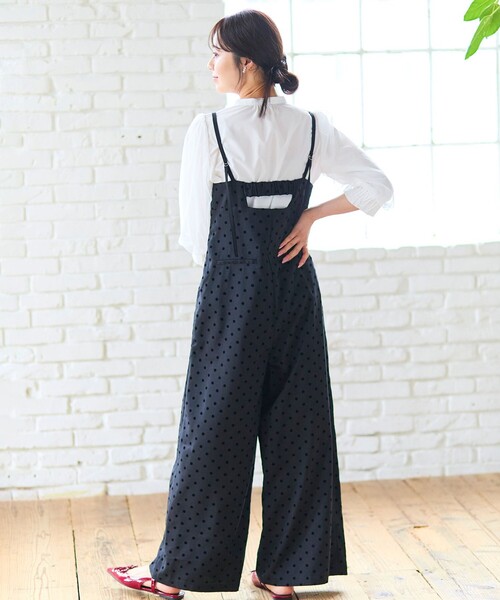 Feroux(フェルゥ)の「ドットフロッキー ロンパース(サロペット/オーバーオール・レディース・ブラック系1/ダークブラウン系1・SMALL/MEDIUM)」の14枚目の写真