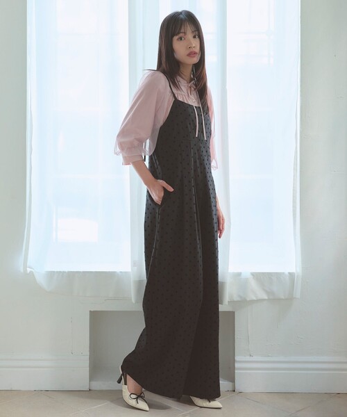 Feroux(フェルゥ)の「ドットフロッキー ロンパース(サロペット/オーバーオール・レディース・ブラック系1/ダークブラウン系1・SMALL/MEDIUM)」の18枚目の写真