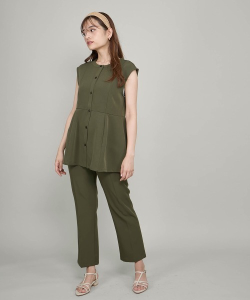QUEENS COURT（クイーンズコート）の「センタープレスストレートパンツ≪手洗い可能≫（その他パンツ・レディース・ブラック/オフホワイト/カーキ・M）」の4枚目の写真