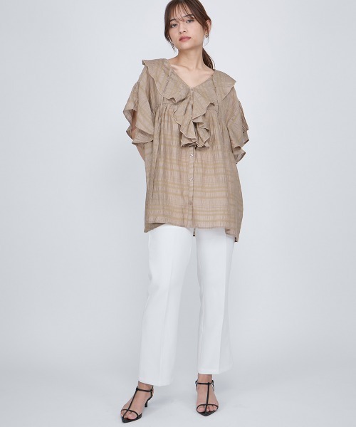 QUEENS COURT（クイーンズコート）の「センタープレスストレートパンツ≪手洗い可能≫（その他パンツ・レディース・ブラック/オフホワイト/カーキ・M）」の5枚目の写真