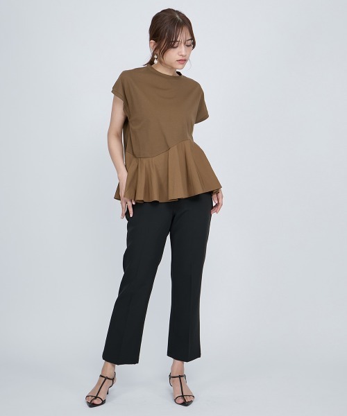 QUEENS COURT（クイーンズコート）の「センタープレスストレートパンツ≪手洗い可能≫（その他パンツ・レディース・ブラック/オフホワイト/カーキ・M）」の6枚目の写真
