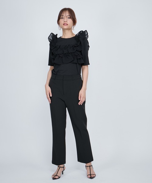 QUEENS COURT（クイーンズコート）の「センタープレスストレートパンツ≪手洗い可能≫（その他パンツ・レディース・ブラック/オフホワイト/カーキ・M）」の7枚目の写真