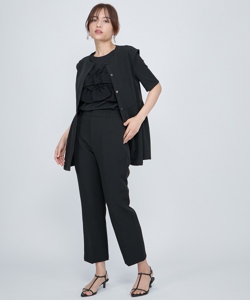 QUEENS COURT（クイーンズコート）の「センタープレスストレートパンツ≪手洗い可能≫（その他パンツ・レディース・ブラック/オフホワイト/カーキ・M）」の20枚目の写真