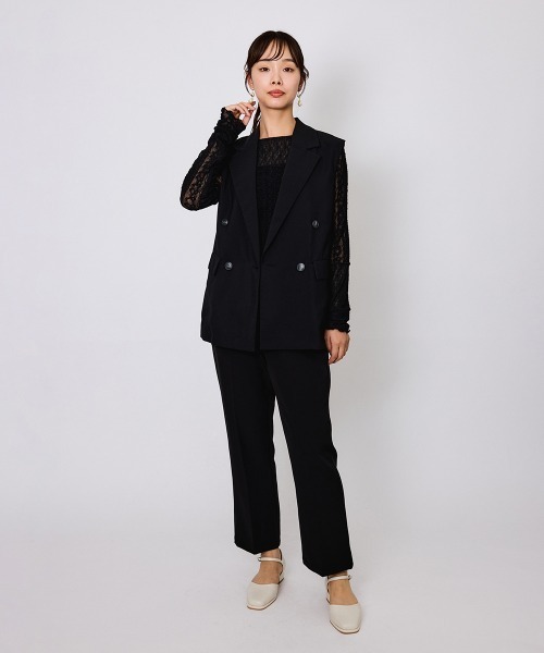 QUEENS COURT（クイーンズコート）の「センタープレスストレートパンツ≪手洗い可能≫（その他パンツ・レディース・ブラック/オフホワイト/カーキ・M）」の9枚目の写真