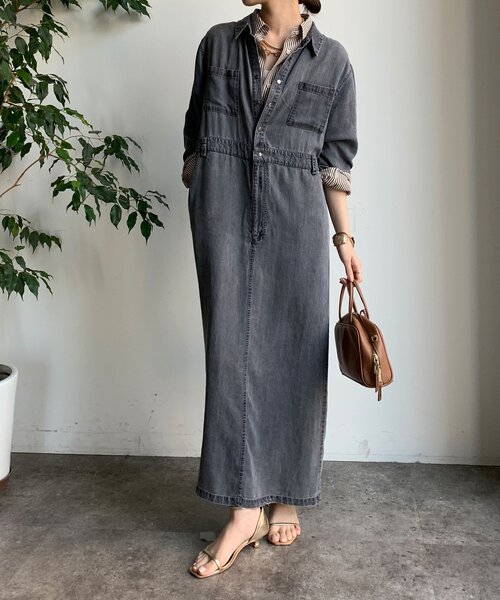 DouDou(ドゥドゥ)の「リヨセルデニムワンピース(ワンピース・レディース・ブルー/ブラック・FREE/TM)」の5枚目の写真