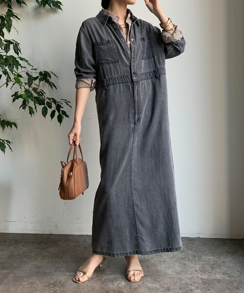 DouDou(ドゥドゥ)の「リヨセルデニムワンピース(ワンピース・レディース・ブルー/ブラック・FREE/TM)」の6枚目の写真