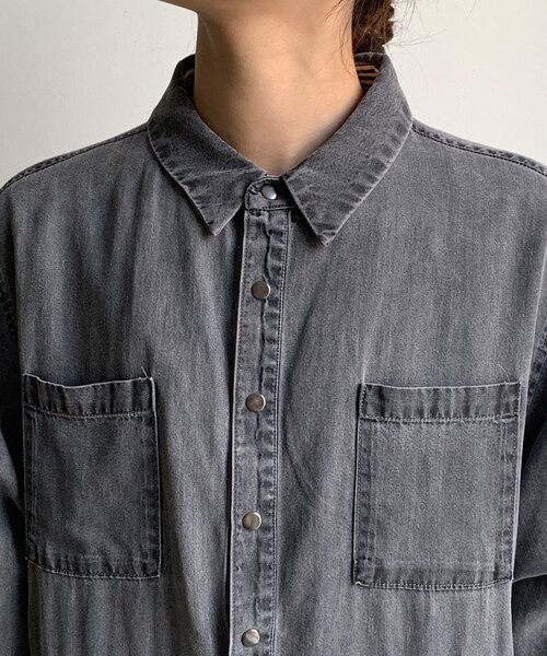 DouDou(ドゥドゥ)の「リヨセルデニムワンピース(ワンピース・レディース・ブルー/ブラック・FREE/TM)」の13枚目の写真