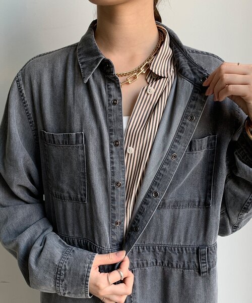 DouDou(ドゥドゥ)の「リヨセルデニムワンピース(ワンピース・レディース・ブルー/ブラック・FREE/TM)」の21枚目の写真